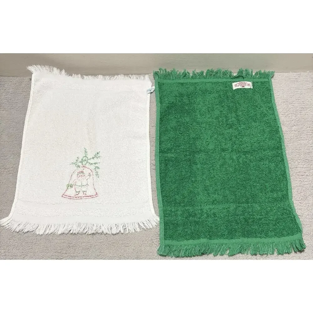 Cannon Christmas Towel Lot of 9 Hand Washcloth Oven Hang Vintage Cotton